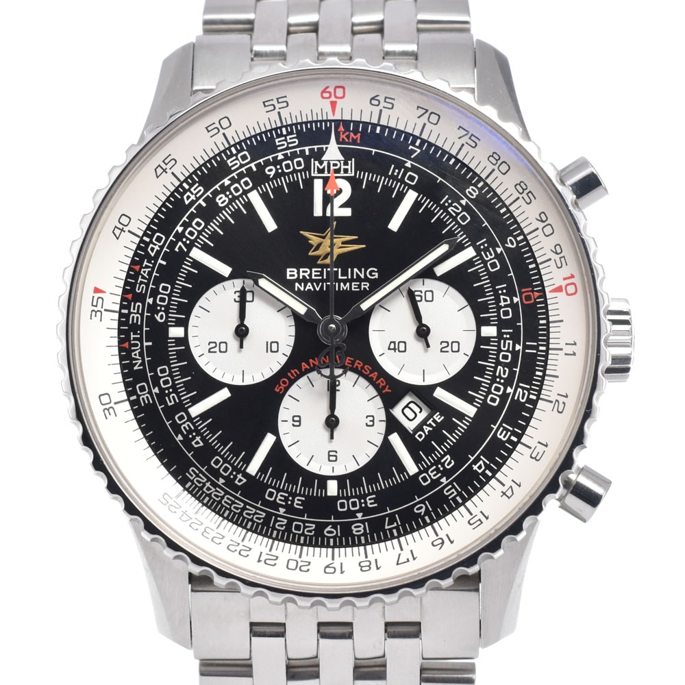 ブライトリング BREITLING A41322 ナビタイマー 50周年記念 ブラック/シルバー 自動巻き メンズ 美品 腕時計 L#150885