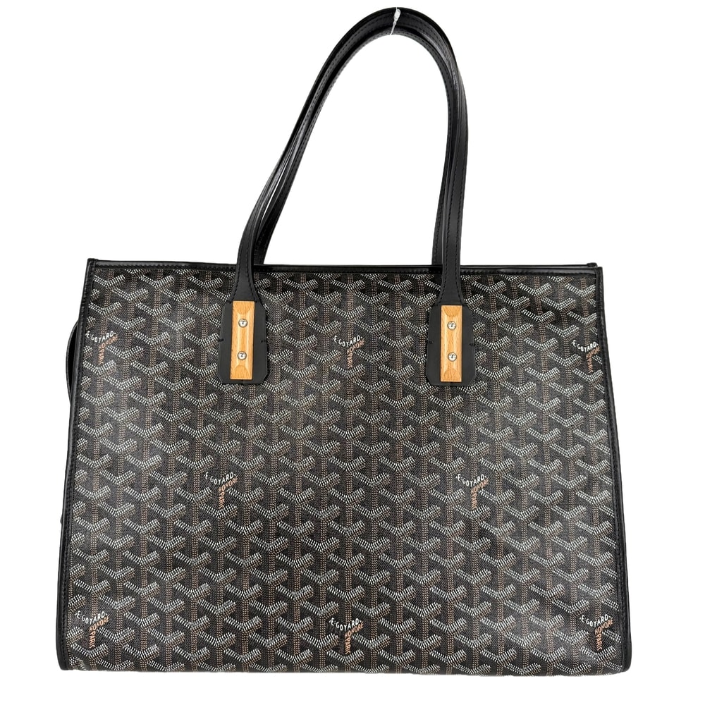 GOYARD ゴヤール トートバッグ マルキーズ ハンドバッグ 肩掛け コーティングキャンバス  レザー   ブラック 黒 ブラウン 茶 シルバー金具 レディース【中古品】