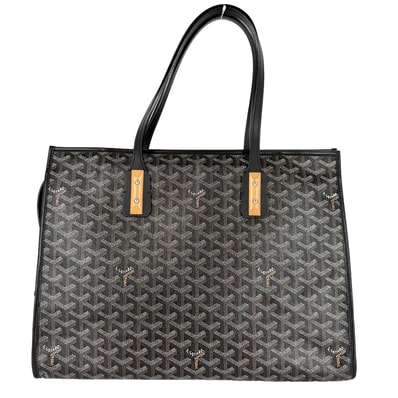 GOYARD ゴヤール トートバッグ マルキーズ ハンドバッグ 肩掛け コーティングキャンバス レザー ブラック 黒 ブラウン 茶 シルバー金具 レディース【中古品】
