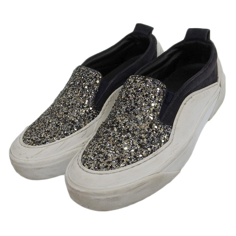 ジミーチュウ CHOO V.B.C SLIPON グリッター スリッポン スニーカー シューズ レディース ネイビー×シルバー 36 36
