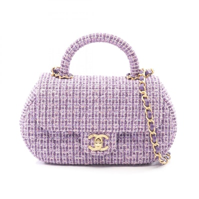 シャネル CHANEL マトラッセ トップハンドル ショルダーバッグ バッグ ファブリック レディース パープル系 【中古】