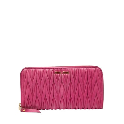 ミュウミュウ マテラッセ 長財布 5ML506 ピンク レザー レディース MIUMIU 【中古】