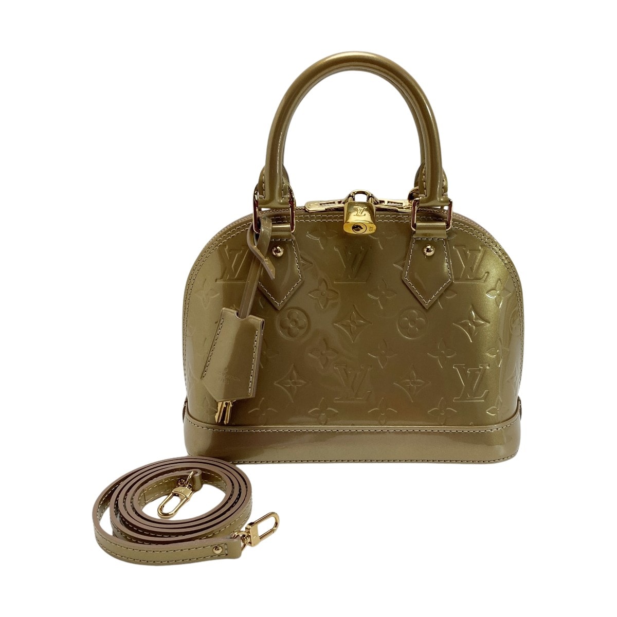 ☆☆LOUIS VUITTON ルイヴィトン ヴェルニ アルマBB ハンドバッグ M91752 ベージュプードル ショルダーバッグ 2WAY 布袋有