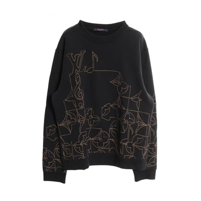 ルイ・ヴィトン LOUIS VUITTON ミュージックライン エンブロイダード スウェット 衣料品 トップス コットン ベージュ メンズ ブラック系 / ベージュ系 【中古】