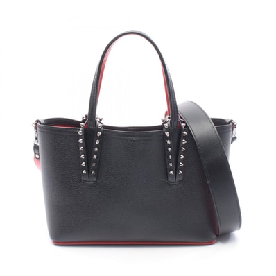 クリスチャンルブタン Christian Louboutin CABATA MINI カバタ ミニ スパイクスタッズ 2WAY ハンドバッグ バッグ レザー レディース ブラック系 / レッド系 3255086B078 【中古】