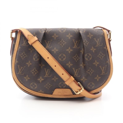 ルイ・ヴィトン LOUIS VUITTON メニルモンタンPM ショルダーバッグ バッグ PVCコーティングキャンバス レザー モノグラム レディース ブラウン系 M40474 【中古】