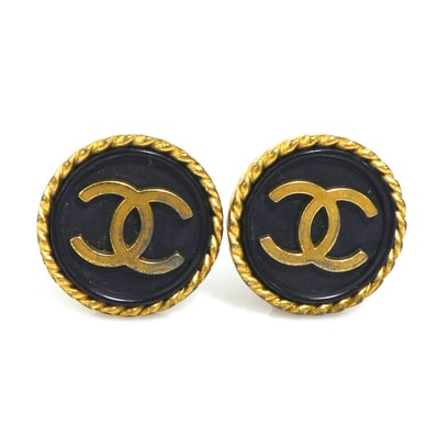 シャネル CHANEL イヤリング ココマーク メタル/プラスチック ゴールド/ブラック レディース【中古】 e61732a