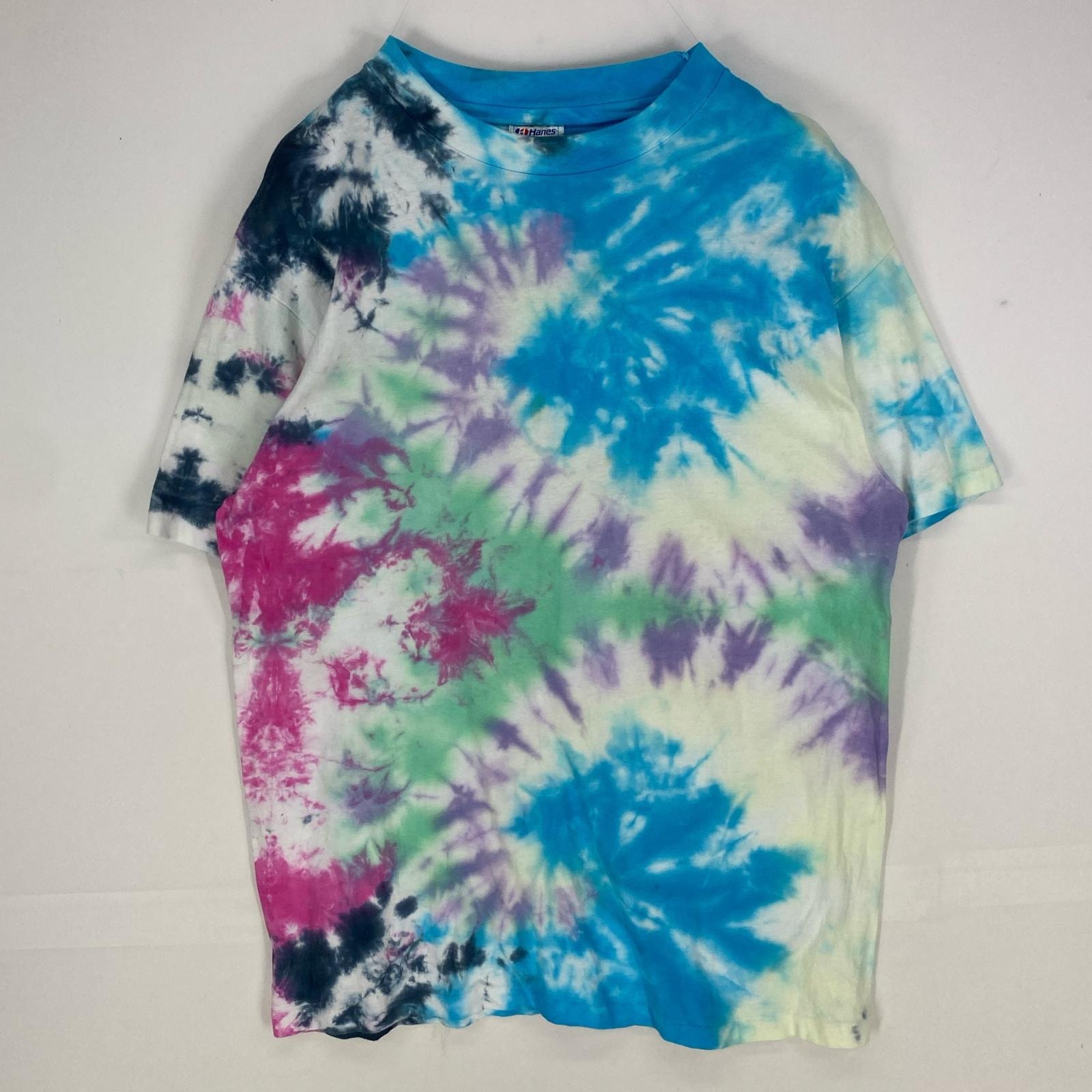 古着 80's~90's/80年代~90年代 ヴィンテージ ヘインズ Hanes USA製 半袖Tシャツ ショートスリーブ XL ホワイト系 タイダイ メンズ