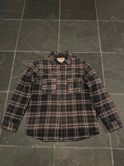 Supreme x True Religion Quilted Lined Plaid Flannel Shirt "Black"