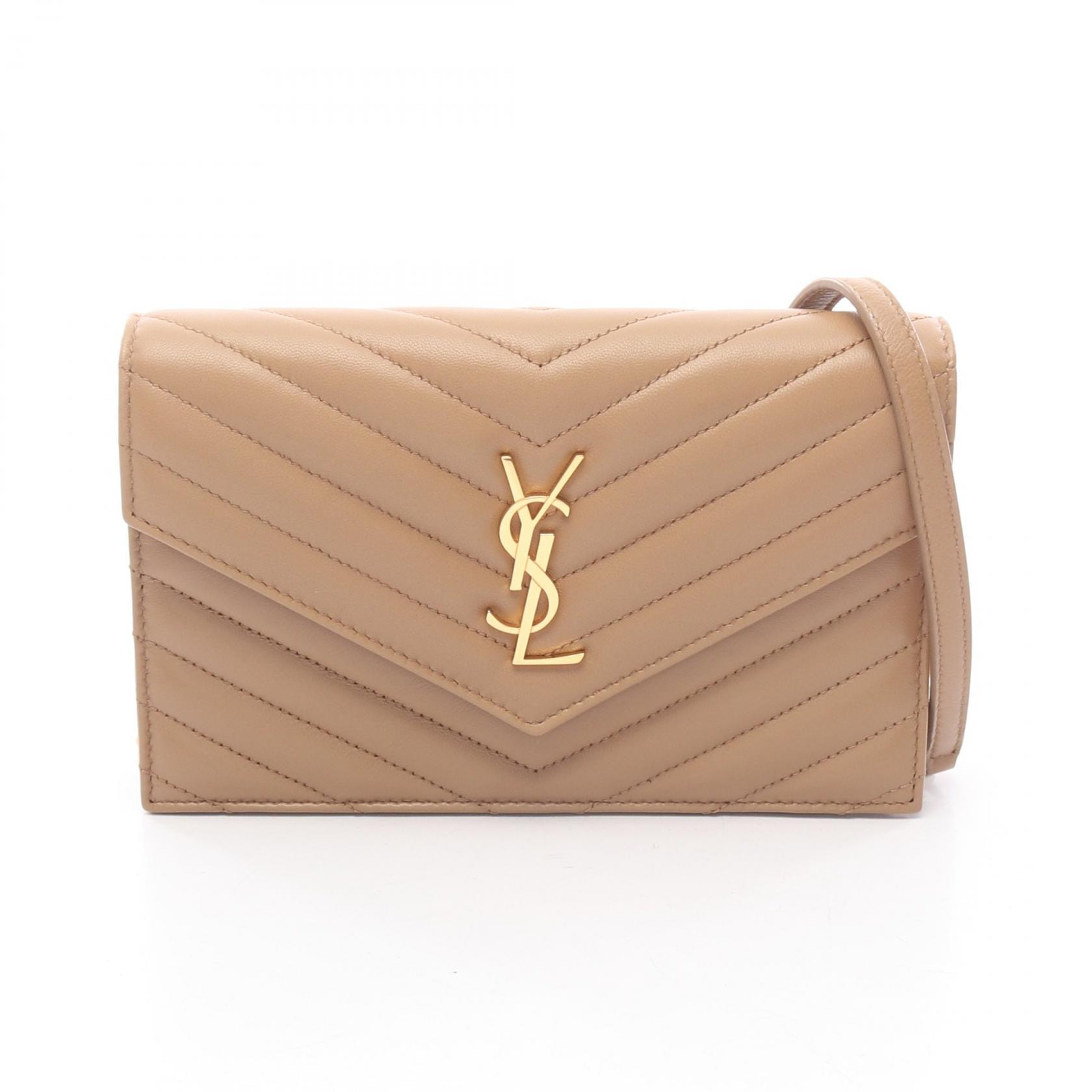 サンローランパリ SAINT LAURENT PARIS カサンドラ エンベロープ ショルダーバッグ バッグ レザー レディース ベージュ系 742920AAA442357 【新品】