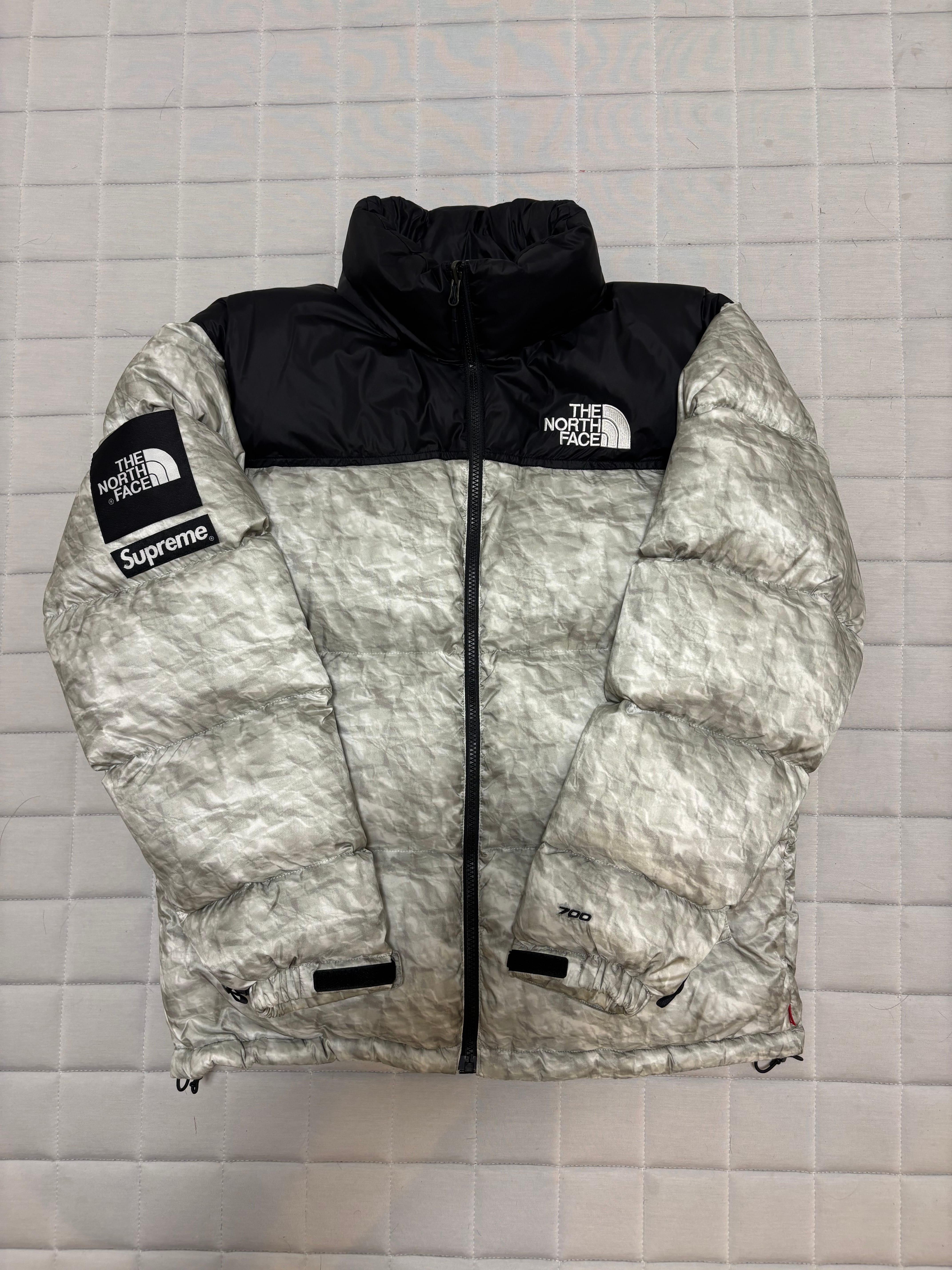 Supreme x The North Face Nuptse Jacket "White Paper Print"