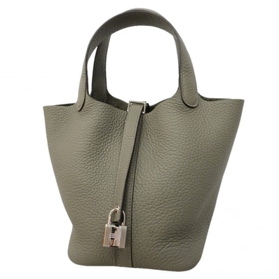 ★SALE【6gc3646】エルメス ハンドバッグ ピコタンロックPM トリヨンクレマンス グリメイヤー シルバー金具 K刻印【中古】レディース