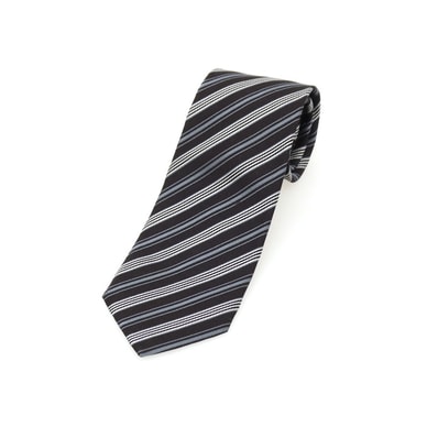 【中古】ポールスミス Paul Smith シルク ストライプ柄ネクタイ ブラックxグレー【メンズ】