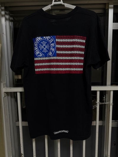 Chrome Hearts American Flag Back Print Crewneck T-Shirt "Black/Red/Blue"