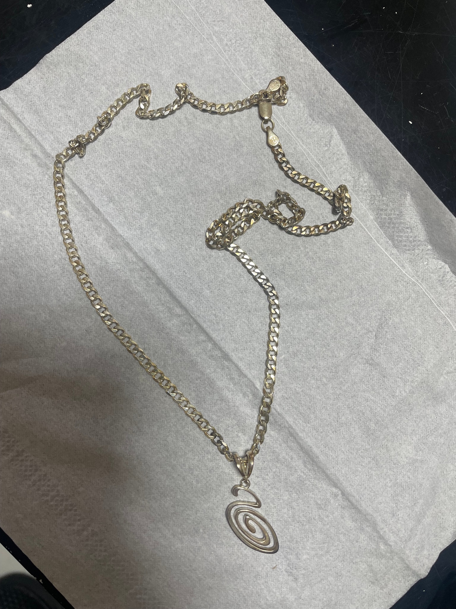 Stussy Spring 24 Jewelry Swirly S Chain Necklace "Sterling Silver"