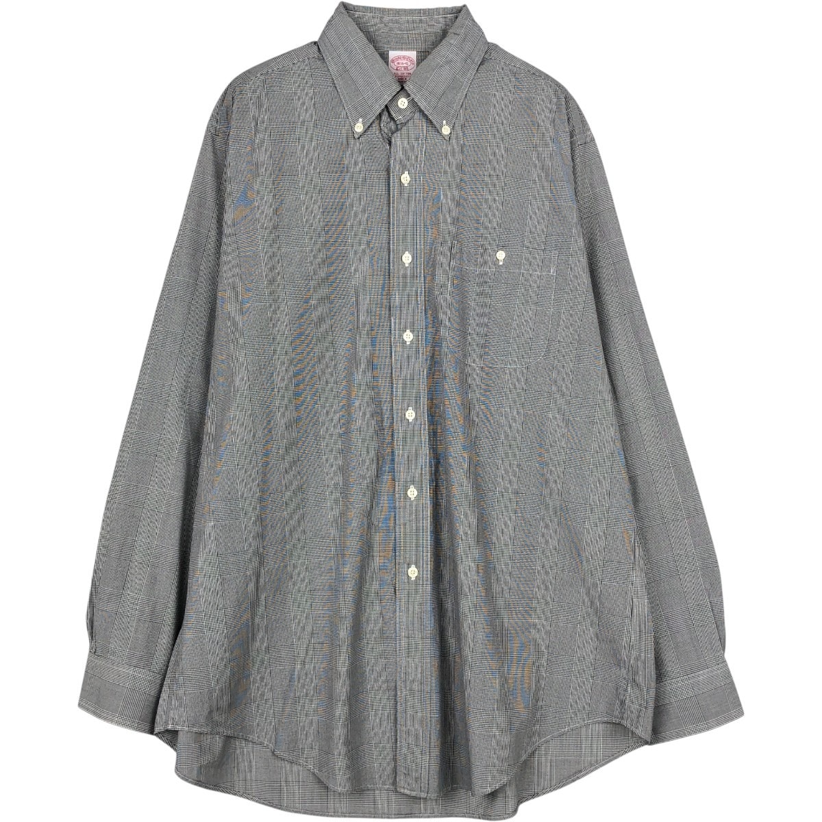 古着 ブルックスブラザーズ Brooks Brothers Est.1818 千鳥格子柄 半袖 ボタンダウン チェックシャツ メンズL相当/eaa666464