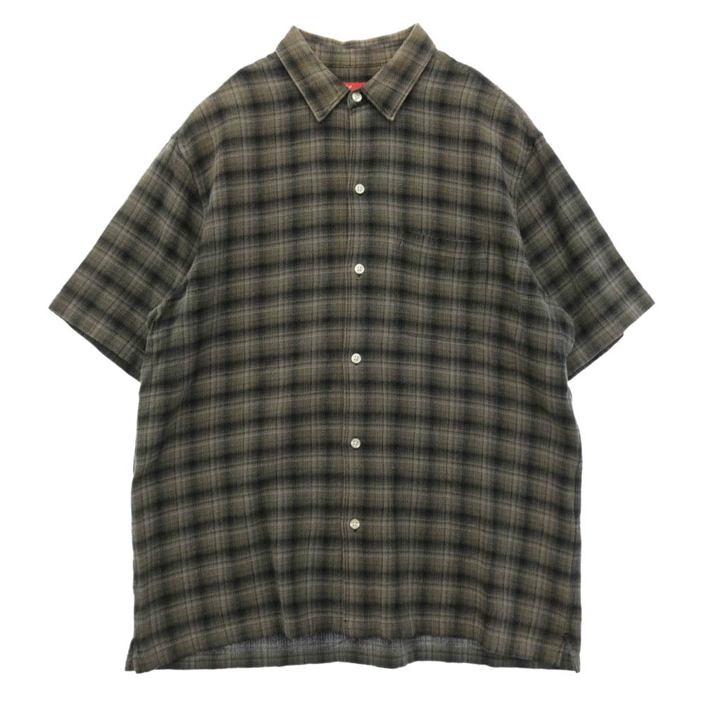 Supreme シュプリーム 22SS Plaid S/S Shirt シャドウ チェック ロゴ チェーンステッチ バック 刺繍 ショートスリーブ 半袖 シャツ グレー系 M【中古】