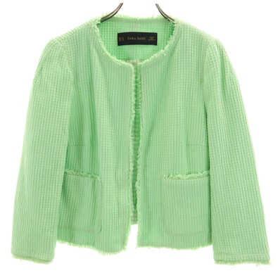 ZARA BASIC ザラベーシック アンクル丈 ノーカラージャケット M 黄緑