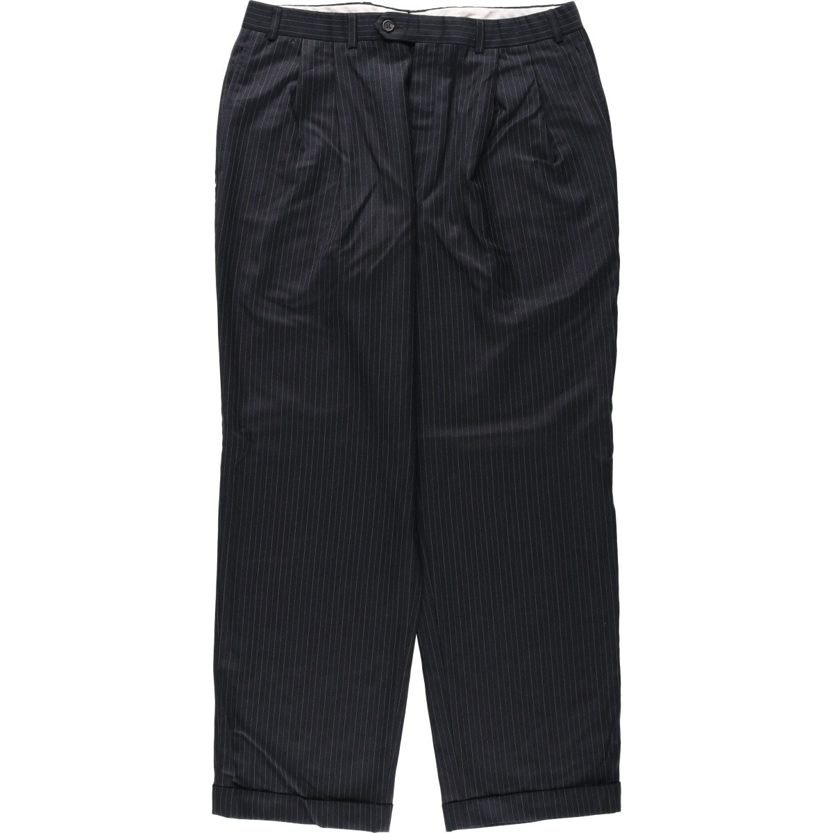 古着 ラルフローレン Ralph Lauren LAUREN ローレン TOTAL COMFORT ストライプ柄 ツータック ウールパンツ スラックス カナダ製 メンズw36相当/eaa622097