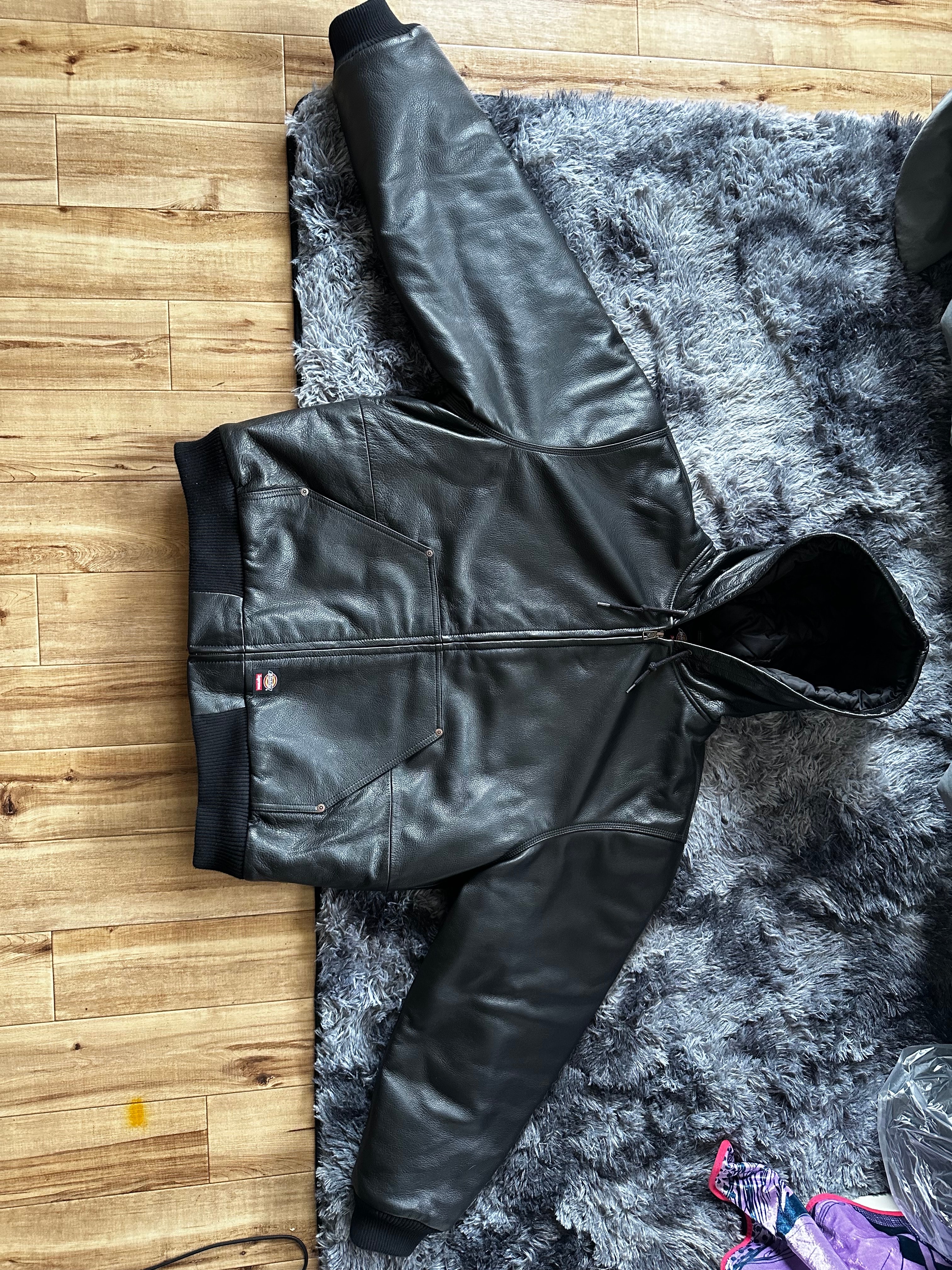 Supreme x Dickies Hooded Leather Work Jacket "Black"