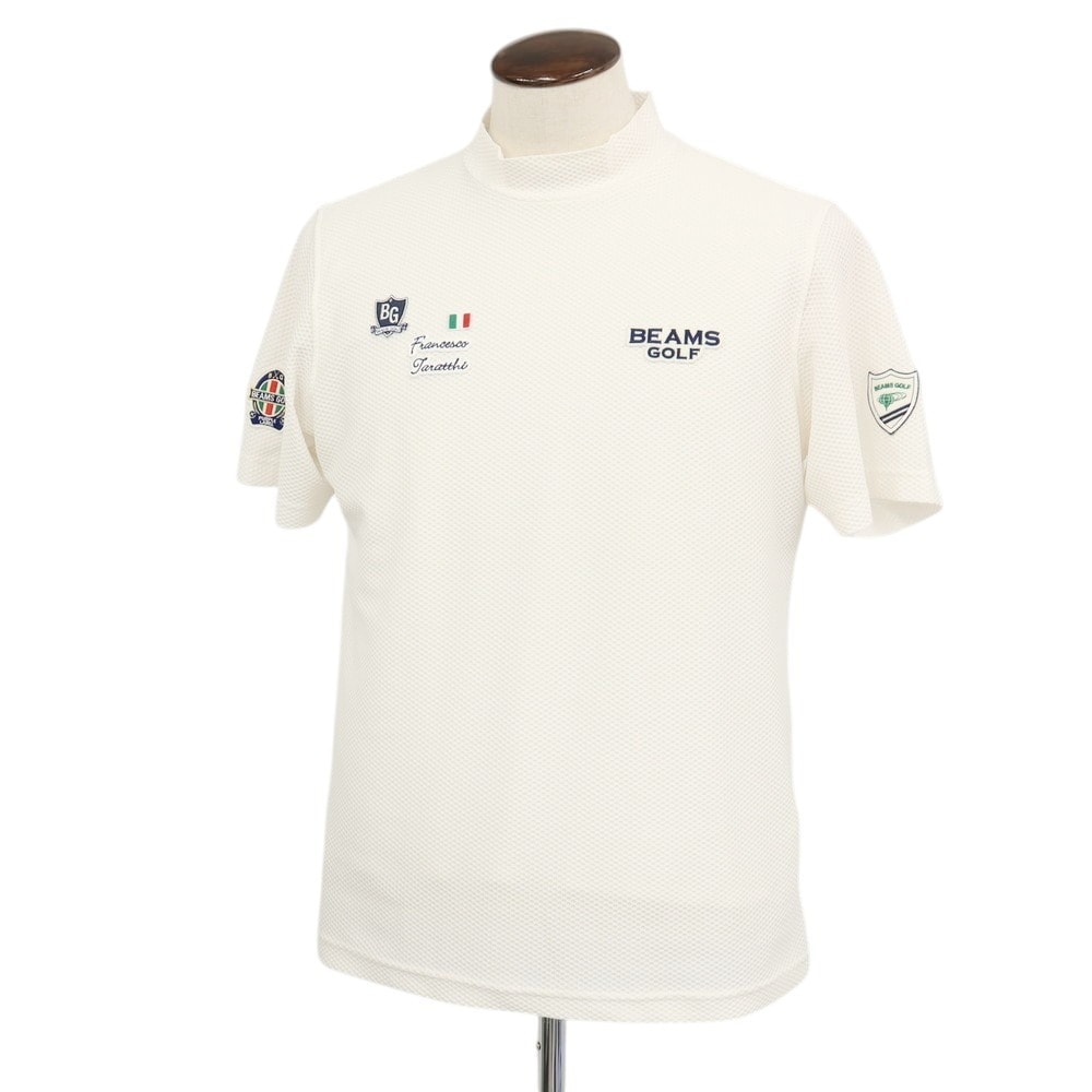 【中古】ビームス ゴルフ BEAMS GOLF ポリエステルポリウレタン タラッティ プラスリッチ モックネック 半袖Tシャツ ホワイト【サイズXL】【メンズ】