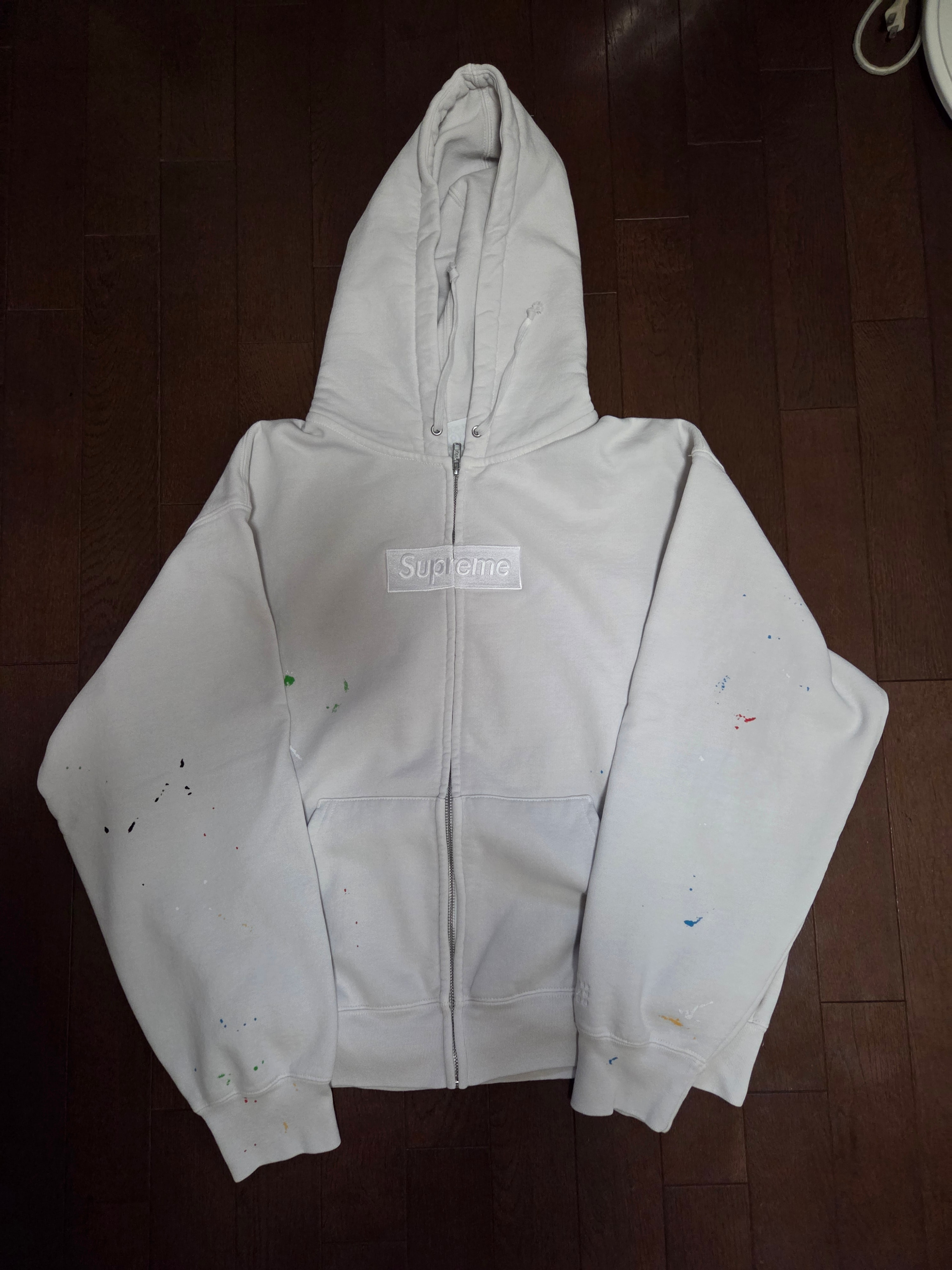 Supreme x MM6 Maison Margiela Box Logo Zip Up Hooded Sweatshirt "White"