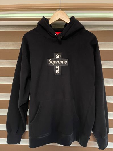 Supreme Cross Box Logo Hooded Sweatshirt "Black"