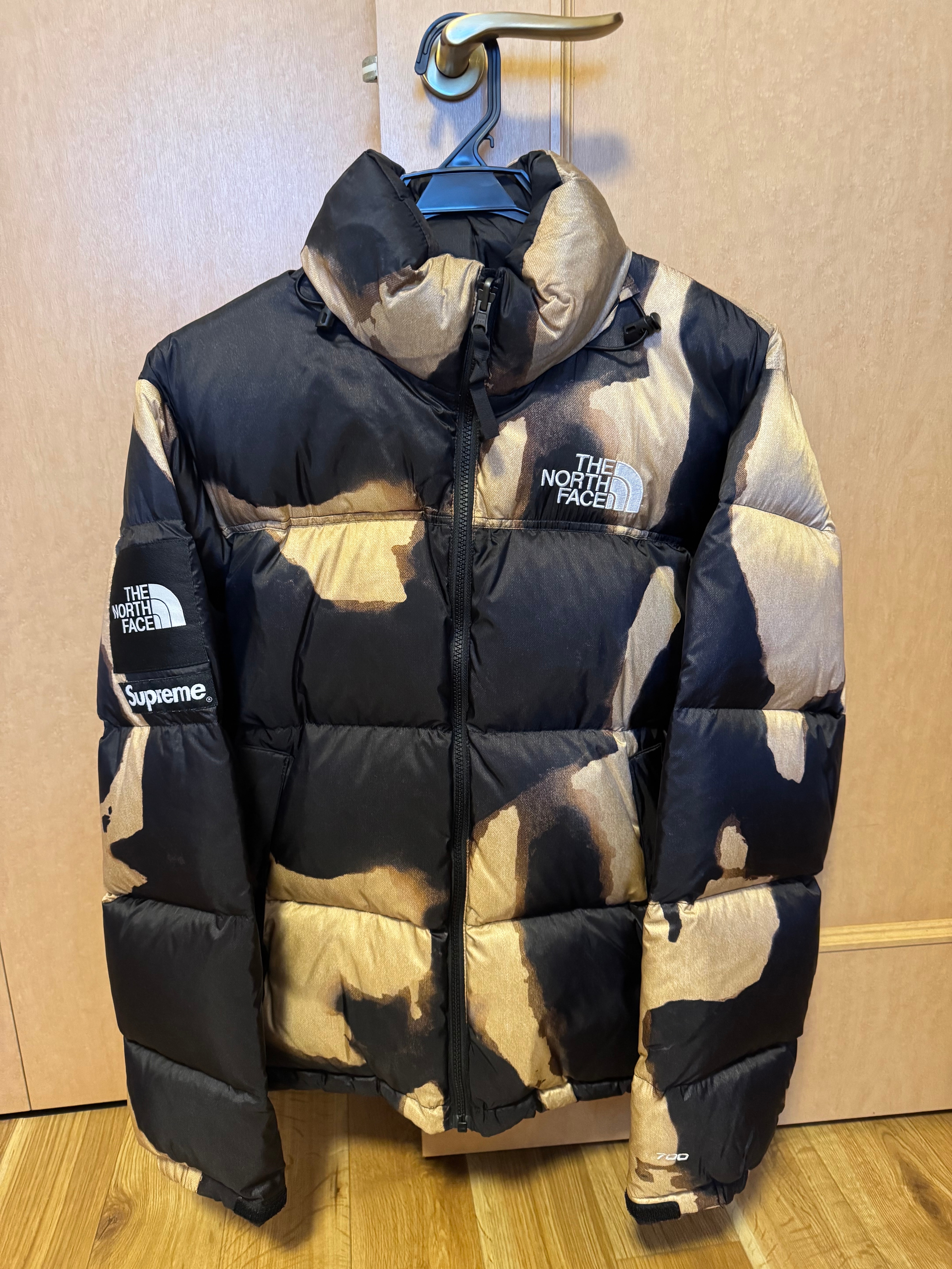 Supreme x The North Face Bleached Denim Print Nuptse Jacket "Black"