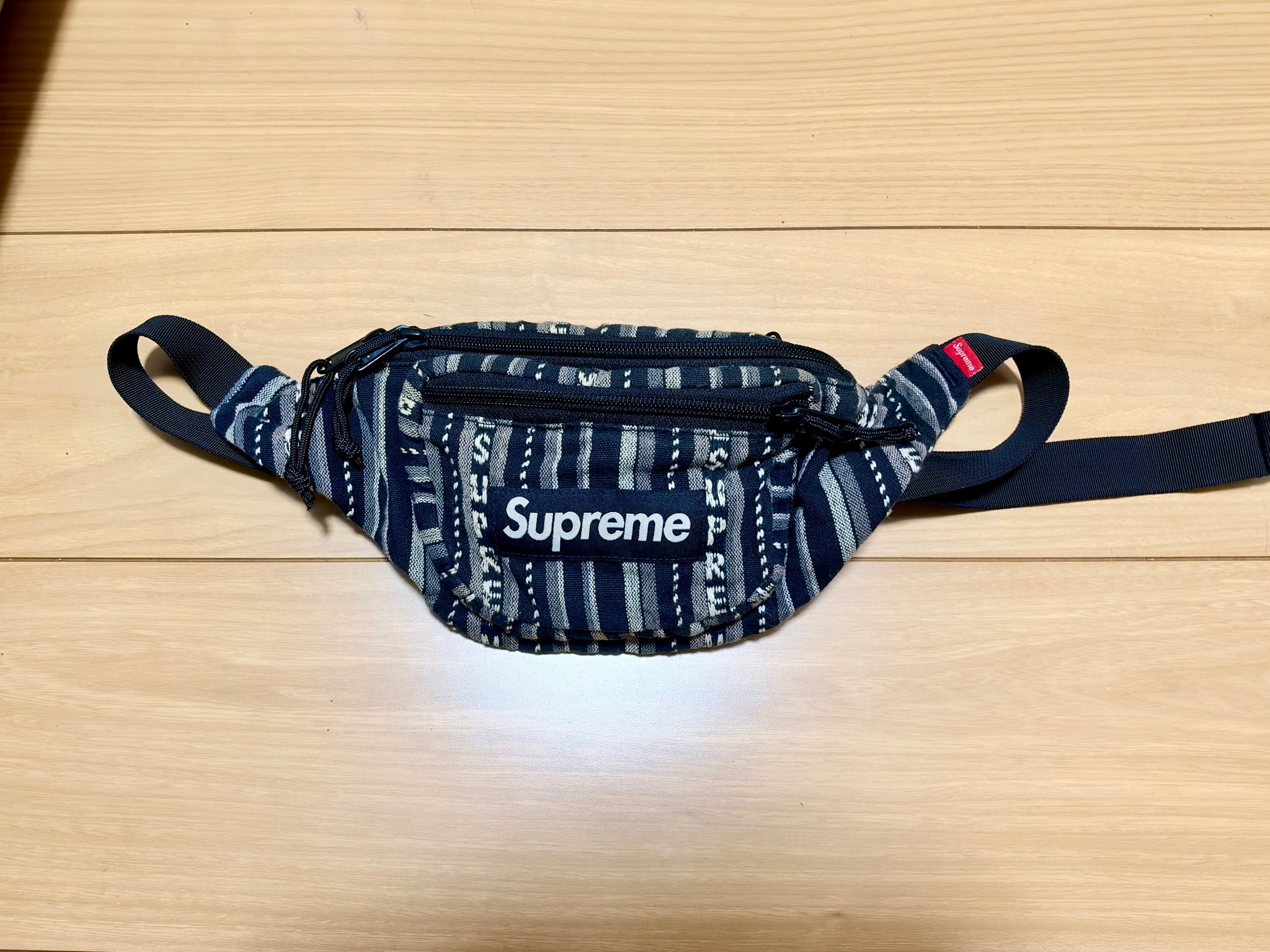 Supreme Woven Stripe Waist Bag "Black"