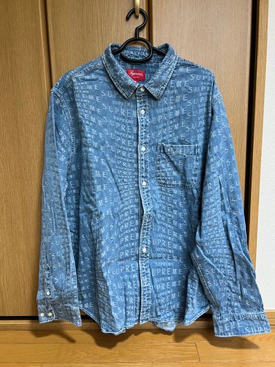 Supreme Warp Jacquard Logos Denim Shirt "Blue"