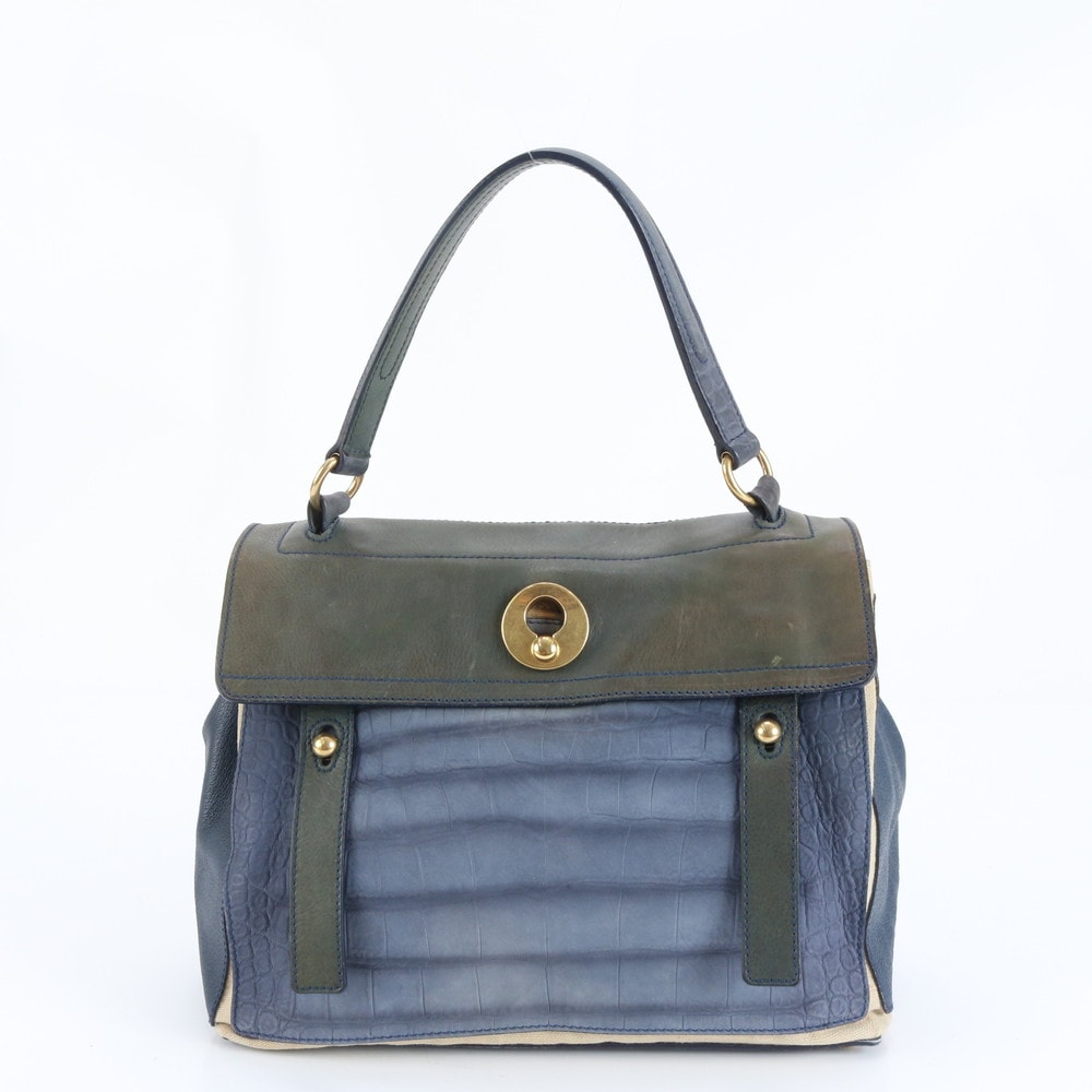 ■美品 イヴ サンローランミューズトゥ クロコダイル エンボス