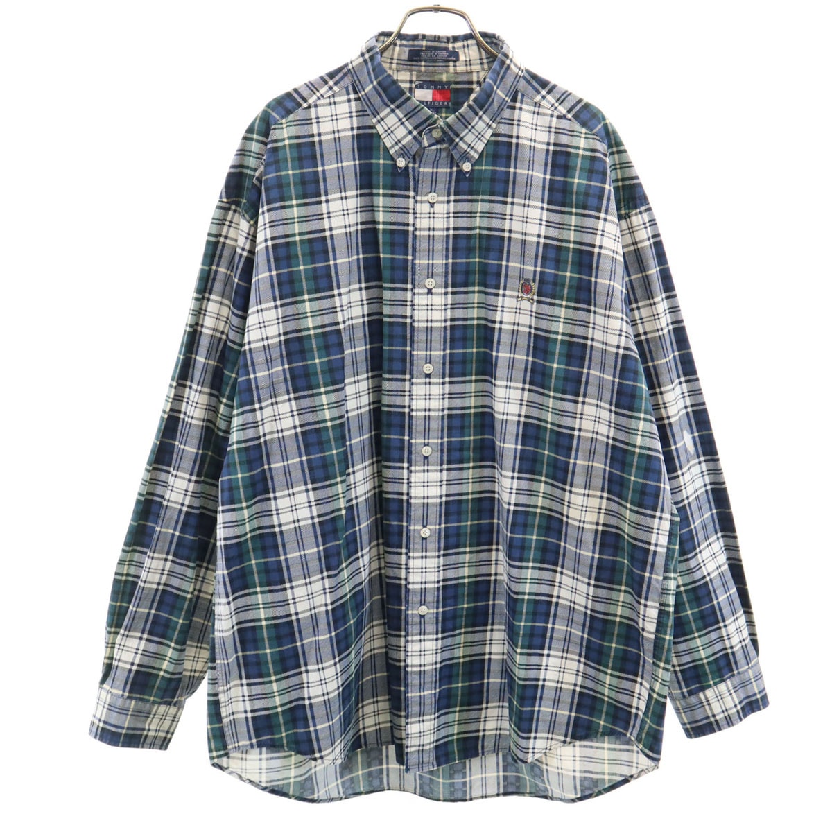 TOMMY HILFIGER トミーヒルフィガー 90s オールド フラッグタグ 長袖 シャツ XL ブルー