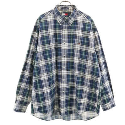 TOMMY HILFIGER トミーヒルフィガー 90s オールド フラッグタグ 長袖 シャツ XL ブルー