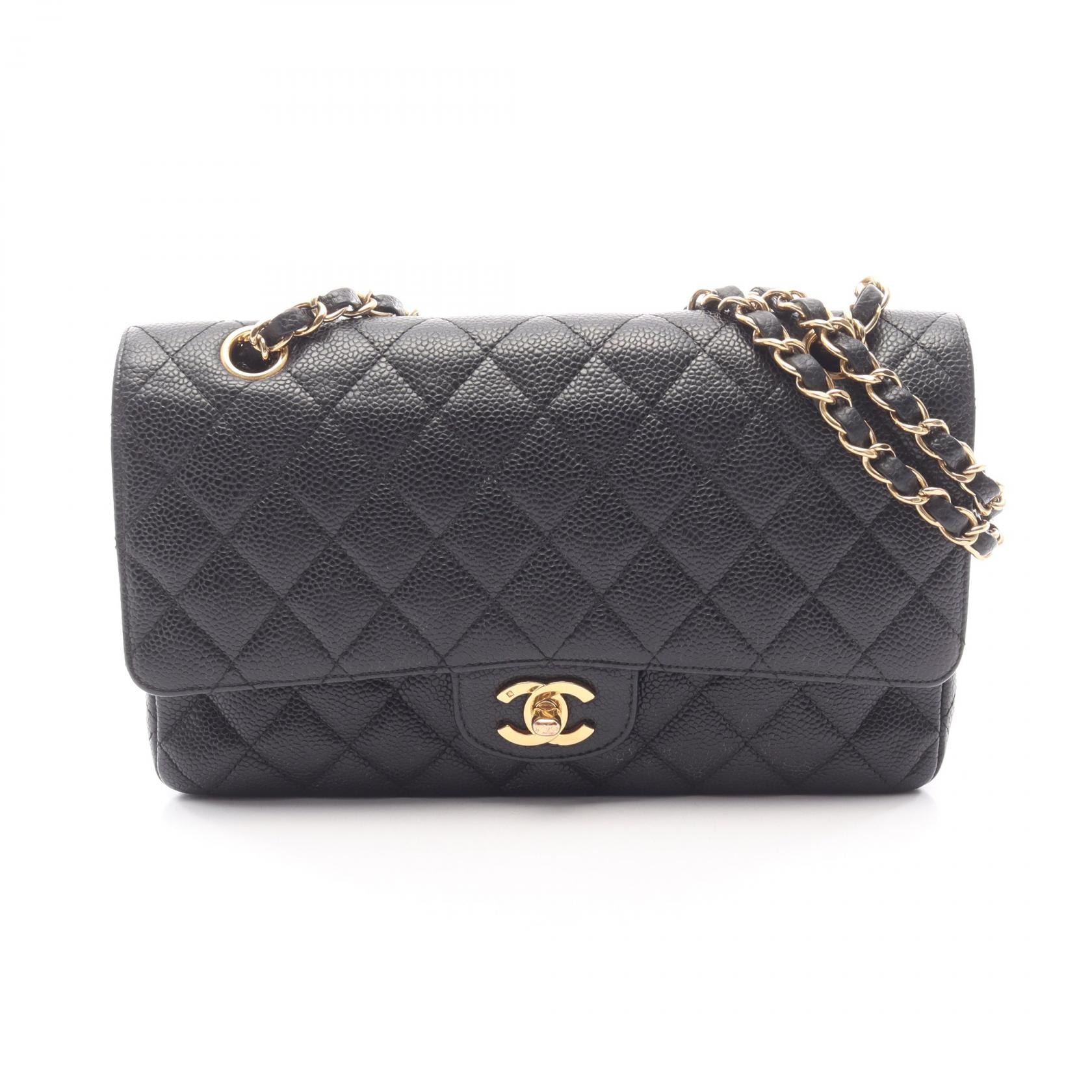 シャネル CHANEL マトラッセ Wフラップ ショルダーバッグ バッグ カーフ(牛革) レディース ブラック系 【中古】
