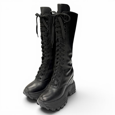 良品 ミュウミュウ ロングブーツ ブラック レディース 38.5 5UZ021