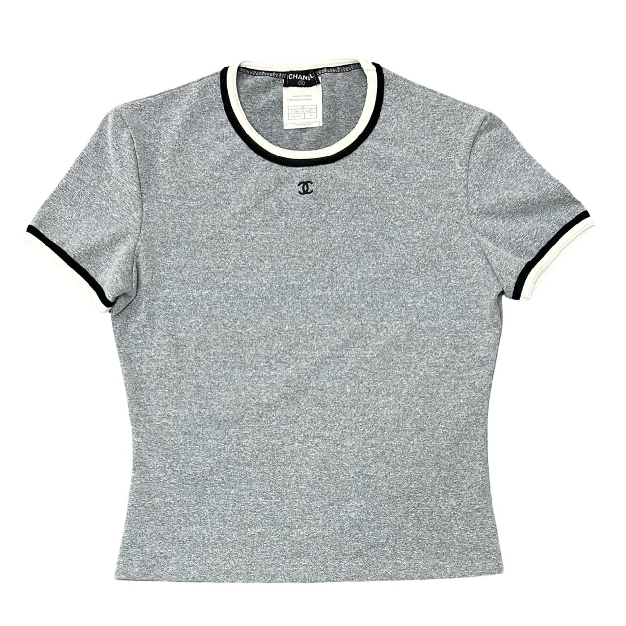 CHANEL シャネル ココマーク ナイロン スパンデックス 半袖Tシャツ グレー
 497am
