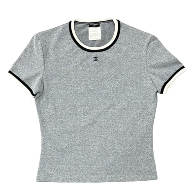 CHANEL シャネル ココマーク ナイロン スパンデックス 半袖Tシャツ グレー
497am
