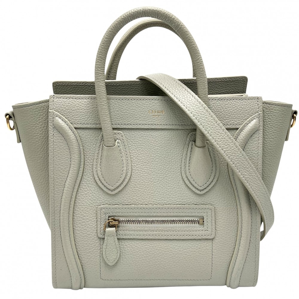 CELINE セリーヌ 2WAY ラゲージ ナノ ハンドバッグ ショルダーバッグ 肩掛け 斜め掛け レザー    ミントグリーン シルバー金具 レディース【中古品】