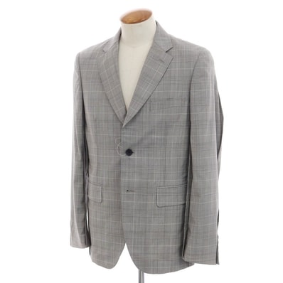【中古】コムデギャルソン オムドゥ COMME des GARCONS HOMME DEUX 2024年春夏 ウール チェック テーラードジャケット グレー系【サイズM】【メンズ】