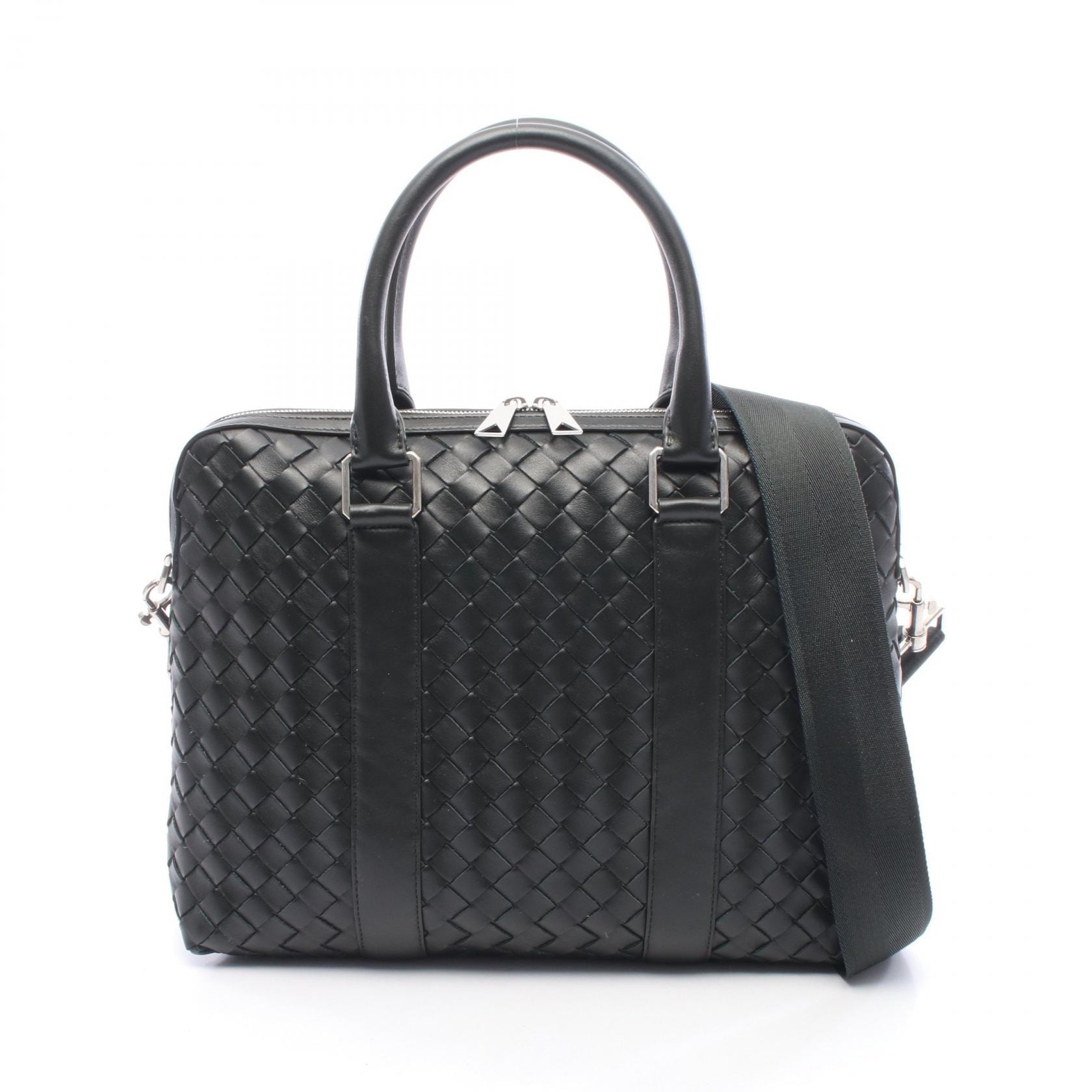 ボッテガヴェネタ BOTTEGA VENETA イントレチャート 2WAY ブリーフケース バッグ レザー メンズ グリーン系 【中古】