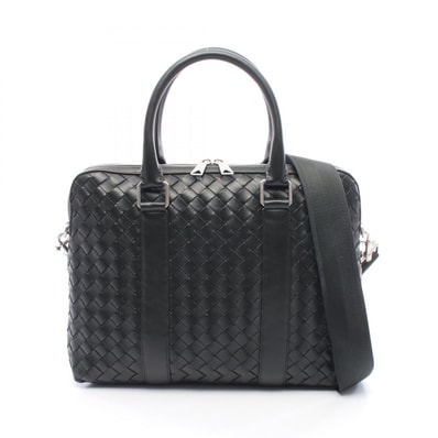 ボッテガヴェネタ BOTTEGA VENETA イントレチャート 2WAY ブリーフケース バッグ レザー メンズ グリーン系 【中古】