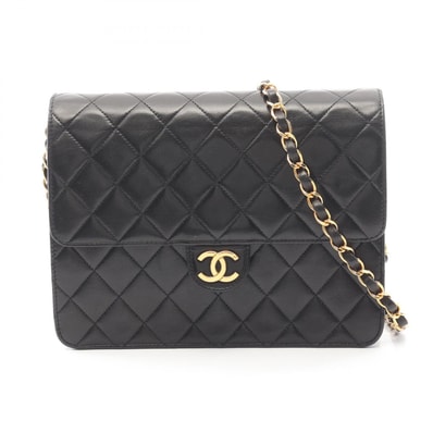 シャネル CHANEL マトラッセ シングルフラップ ショルダーバッグ バッグ ラムスキン(羊革) レディース ブラック系 【中古】