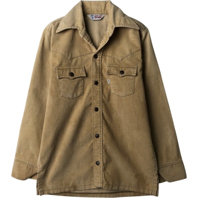 古着 70年代 リーバイス Levi's オープンカラー 長袖 コーデュロイシャツ ボックスシャツ レディースM相当/eaa626299