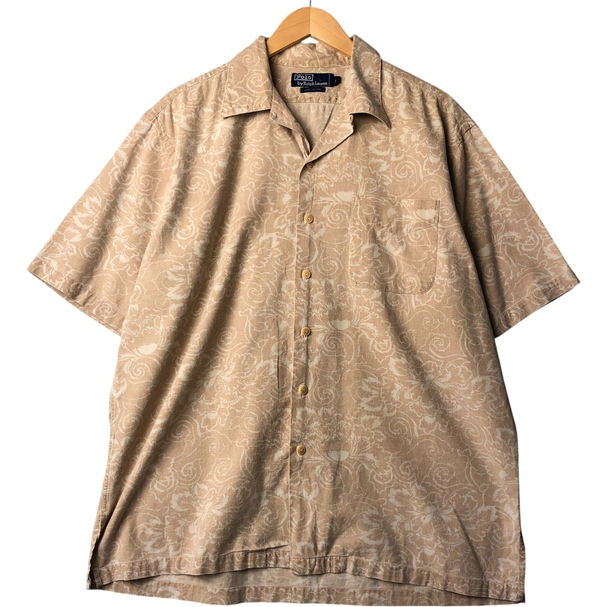 古着 ラルフローレン Ralph Lauren POLO by Ralph Lauren 総柄 ハワイアンアロハシャツ ボックスシャツ メンズL相当/eaa570186