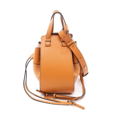 ロエベ LOEWE ハンモック ドローストリングバッグ ミニ 2WAY ハンドバッグ バッグ レザー レディース ブラウン系 【中古】