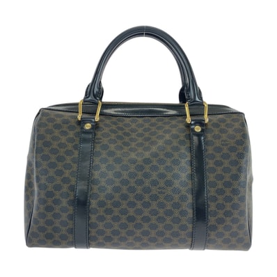 美品 CELINE セリーヌ マカダム ブラウン ブラック ゴールド金具 PVC ハンドバッグ ボストンバッグ 503531 【中古】