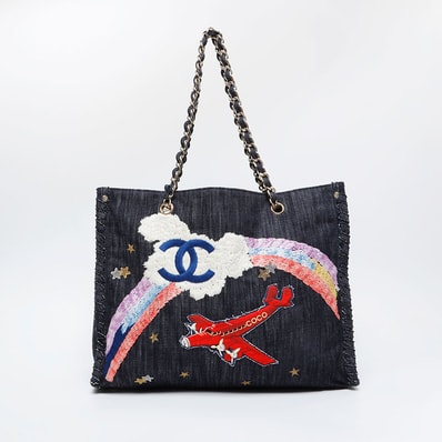 シャネル CHANEL 10番台 2005-2006 デニム夜間飛行 2.55 トートバッグ【中古】