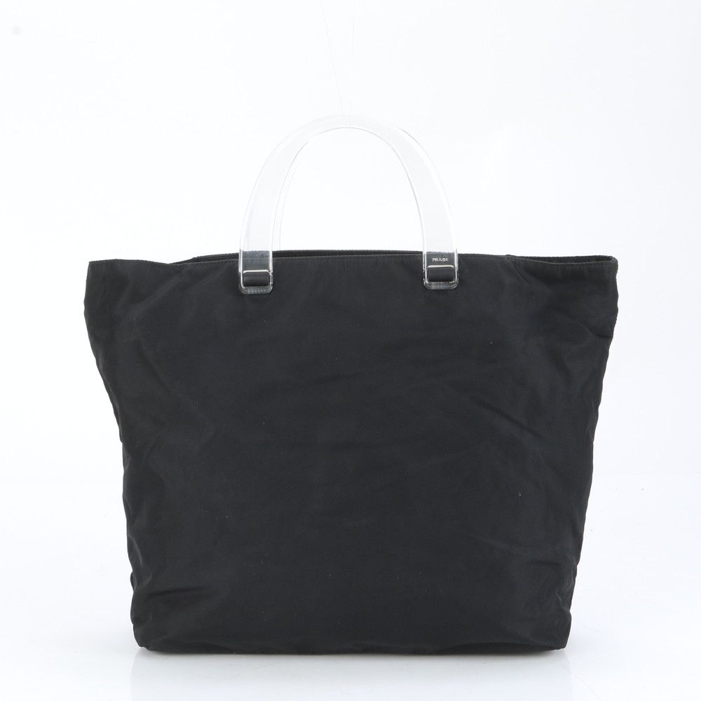 ■美品 プラダ テスート ナイロンクリア ハンドル 三角ロゴ