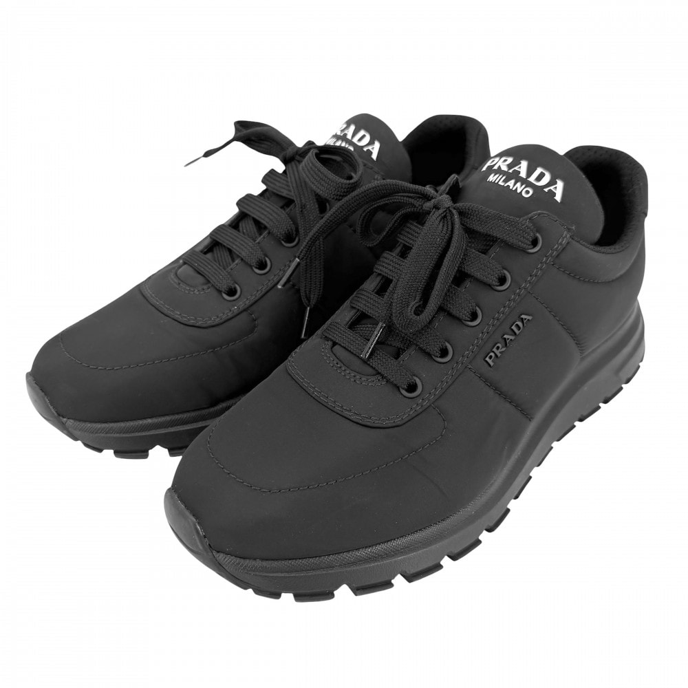 PRADA プラダ スニーカー ロゴ 靴 約26cm 7サイズ 2EG366 ナイロン    ブラック 黒 ブラック金具 メンズ【中古品】
