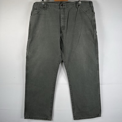 古着 ディッキーズ Dickies ワークパンツ ダック ペインターパンツ 作業着 ワンポイント ロゴ ストレート 大きいサイズ w42 L30 カーキ メンズ